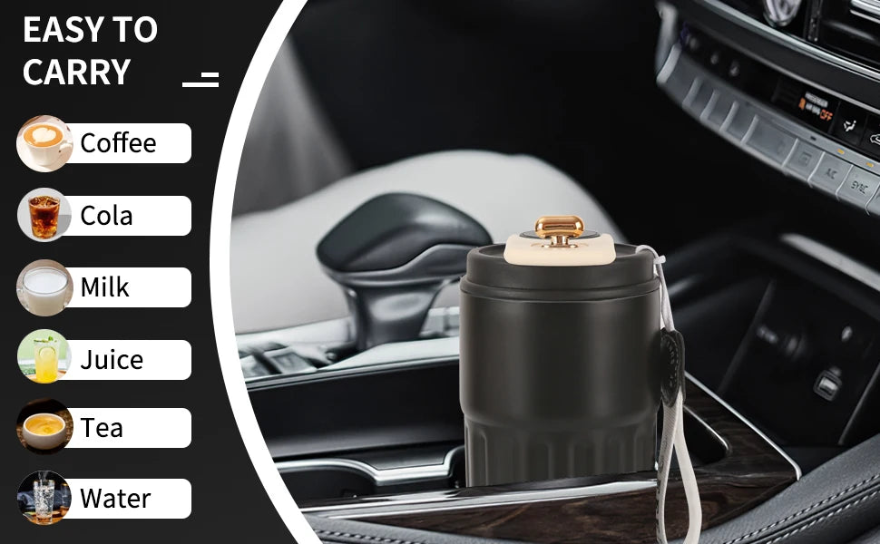 Stainless Steel Vacuum Insulated Travel Coffee Mug LED Temperature Display Insulated Mug with Lid 420ml