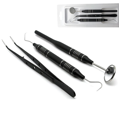 3Pcs/Kit Dental Mouth Mirror Tweezers Curve Probe Dentist Instrument Teeth Care Cleaning Dental Tools