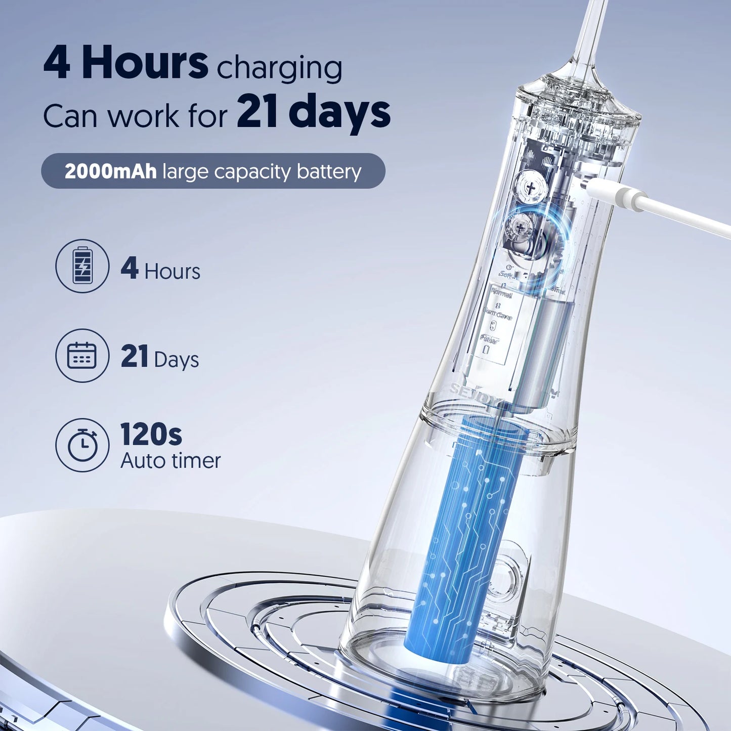 Sejoy Electric Water Flossers Oral Irrigator Rechargeable Portable Dental 4 Modes Water Tank Teeth 300ML Waterproof Cleaner