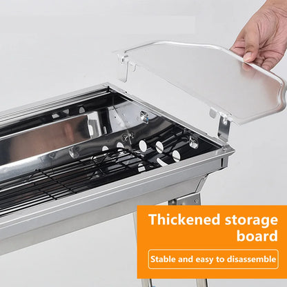 Barbecue Grill, Stainless Steel BBQ, Large Folding Portable BBQ Grill, Charcoal Grill for Outdoor Cooking Camping Hiking Picnics