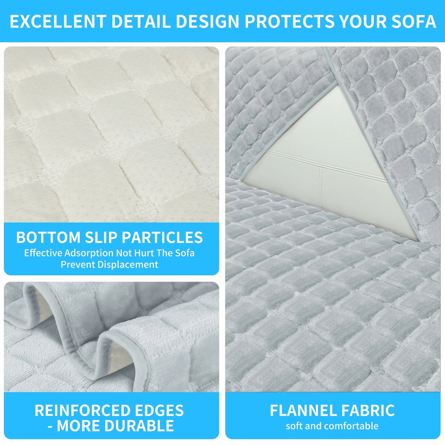 Soft Flannel Sofa Covers Washable Sofa Cushion Covers Non-Slip Couch Slipcovers for Sectional Sofa L Shape Furniture Protector