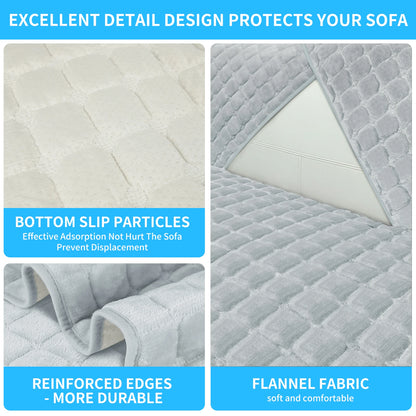 Soft Flannel Sofa Covers Washable Sofa Cushion Covers Non-Slip Couch Slipcovers for Sectional Sofa L Shape Furniture Protector