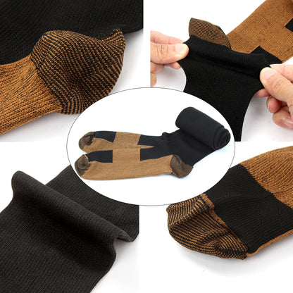 6Pair Unisex Copper Infused Compression Socks Men & Women Anti-Fatigue Varicose Vein Stocking Flight Travel Running Sports Socks