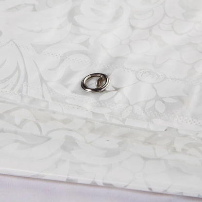 Shower Curtain White Floral Print Peva Fabric Bathroom Curtains Waterproof Mildew Proof Transparent for Toilet with Hooks 200cm