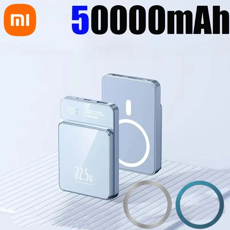 Xiaomi PD 22.5W Fast Charging Power Bank 500000mAh 15W Magsafe Wireless Charger for iPhone 16 Samsung Powerbank Magnetic Ring
