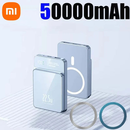 Xiaomi PD 22.5W Fast Charging Power Bank 500000mAh 15W Magsafe Wireless Charger for iPhone 16 Samsung Powerbank Magnetic Ring