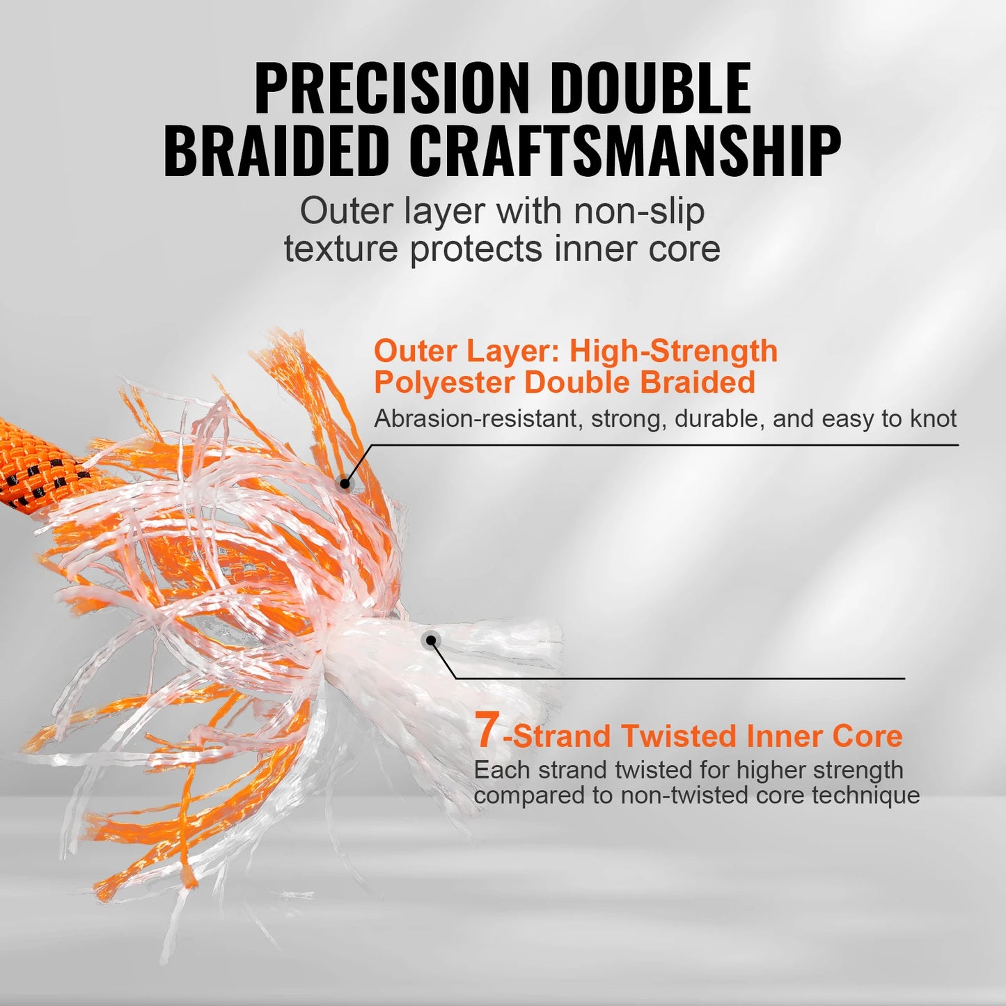 SucceBuy 120ft Dual-Weave Polyester Cord 3/8 1/2in 48-Strand Multi-Use Rope for Arborist Activities Outdoor Adventures Versatile