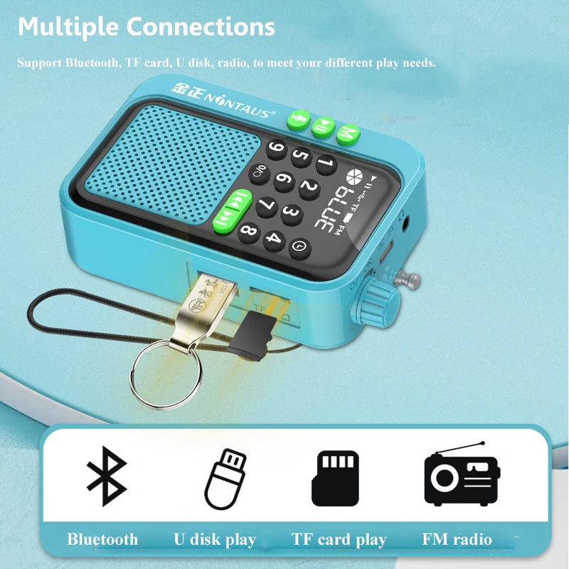 Mini Portable FM Radio Best Reception Radios 5W Wireless Bluetooth Speaker TF Card U Disk Music MP3 Player Support HD Rcording