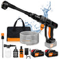 6 IN 1 Brushless 21V Electric High Pressure Washer Cordless Efficient Car Garden Cleaning Spray Gun with Powerful 3.0Ah Battery