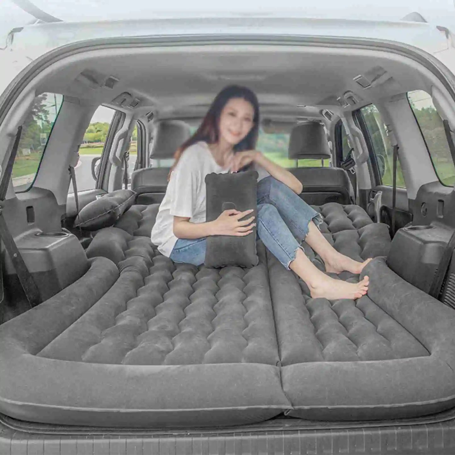 Car Air Mattress Vehicle Inflatable Thickened Travel Bed Comfortable and Sturdy Sleeping Pad Camping Accessory Car Supplies