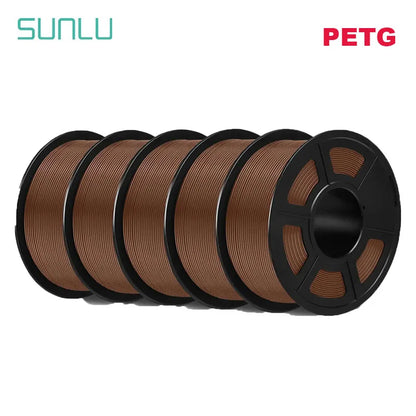 SUNLU 5Roll PETG/PETG Clear Filament 1.75 ±0.02mm 1kg Spool (2.2lbs) High Toughness Neatly Wound Filament Fit Most FDM Printer