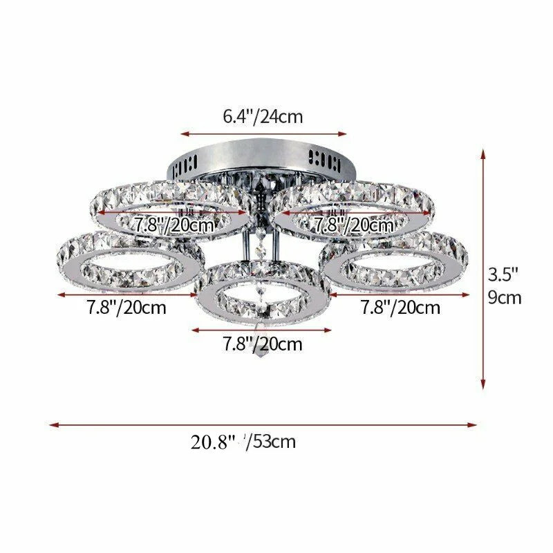 Modern Crystal Chandelier Ceiling Lamp Chrome Flush Mounted Pendant Light Luminari Dining Living Room Plafon Led Hanging Lampara