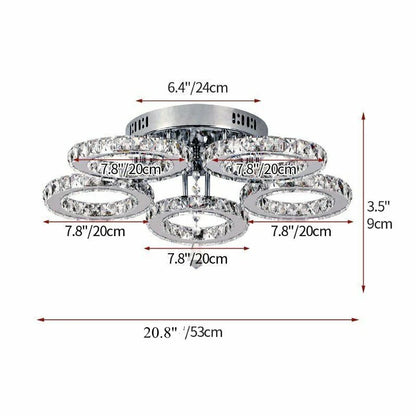 Modern Crystal Chandelier Ceiling Lamp Chrome Flush Mounted Pendant Light Luminari Dining Living Room Plafon Led Hanging Lampara