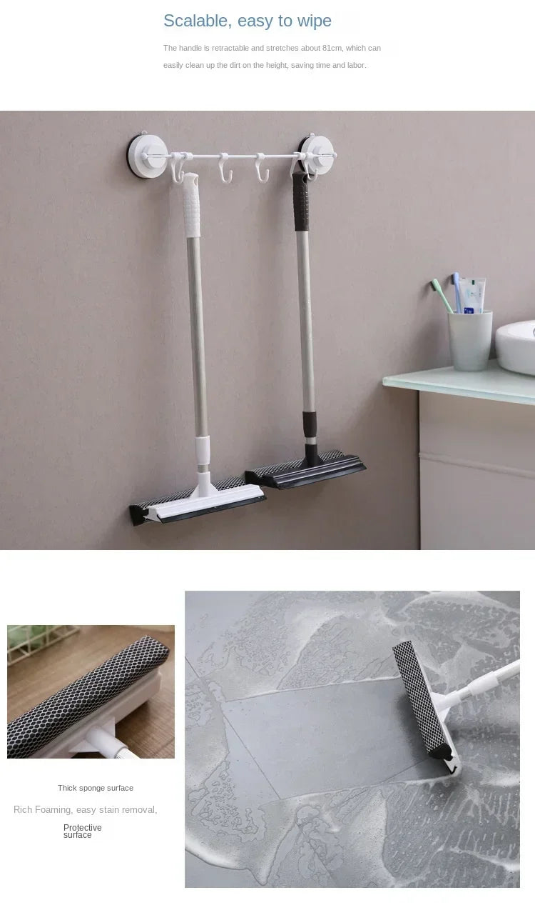 1pc Glass Cleaning Brush 2-in-1 Telescopic Pole Car Window Floor Cleaning Brush Glass Scraper Household Cleaning Tool