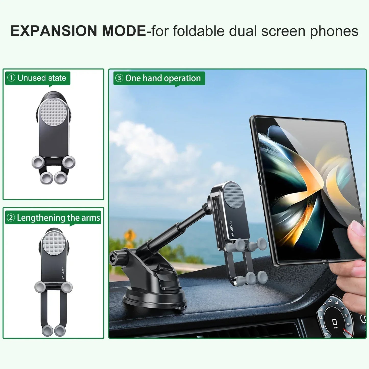 Eary for Z fold 7 6 5 Car Phone Holder Stand Mount Dashboard Suction Cup Bracket With 360°Rotate for Samsung S25 iPhone Xiaomi