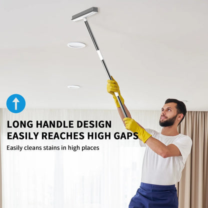 Telescopic Rubber Broom with Squeegee, Carpet Rake Pet Hair Fur Remover Broom Magic Clean Sweeper Floor Cleaning Squeegee Wiper Toilet Bathroom Mops