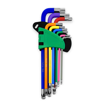 9 Pieces Allen Key Set Torx Torque Wrench Tool T10 T15 T20 T25 T27 T30 T40 T45 T50 Chrome Vanadium Steel