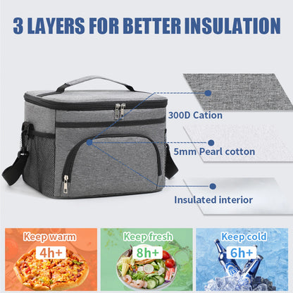 Thermal Insulated Lunch Bag with Adjustable Strap Thermal Cool Bags Portable Thermal Lunch Tote Bag for Women Men Office Work