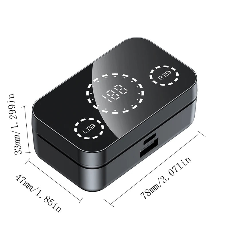 Wireless Headphones LED Power Display Touch Control Earphones Game Sports Headset Music Earbuds With Microphone