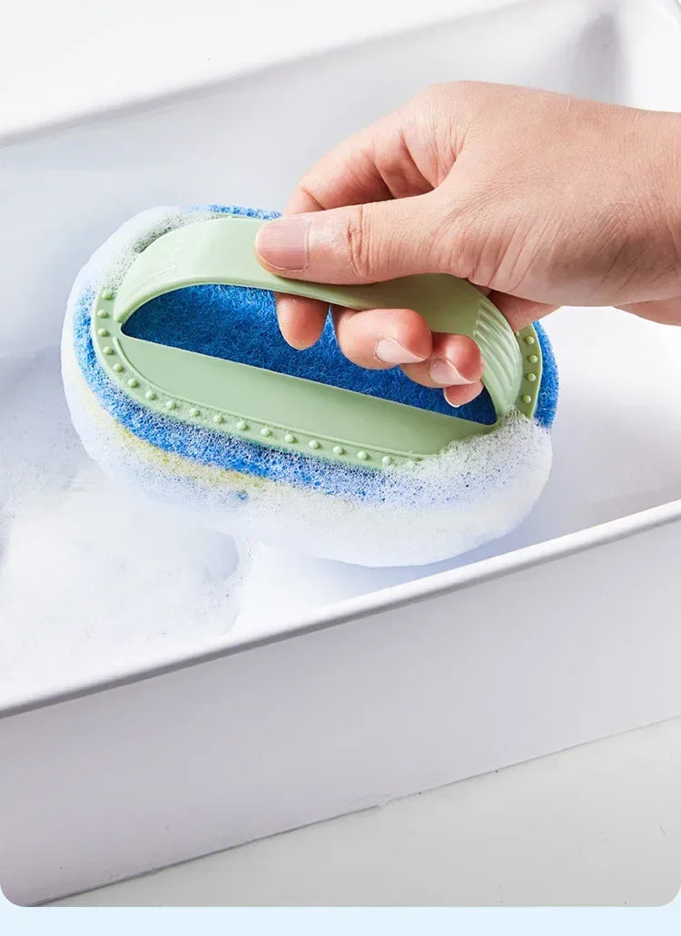 Kitchen Bathroom Toilet Cleaning Magic Sponge Glass Wall Cleaning Bath Brush Handle Sponge Ceramic Window Slot Clean Brush