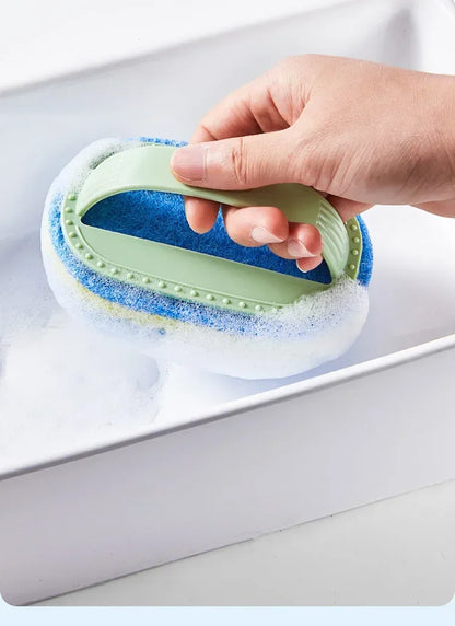 Kitchen Bathroom Toilet Cleaning Magic Sponge Glass Wall Cleaning Bath Brush Handle Sponge Ceramic Window Slot Clean Brush