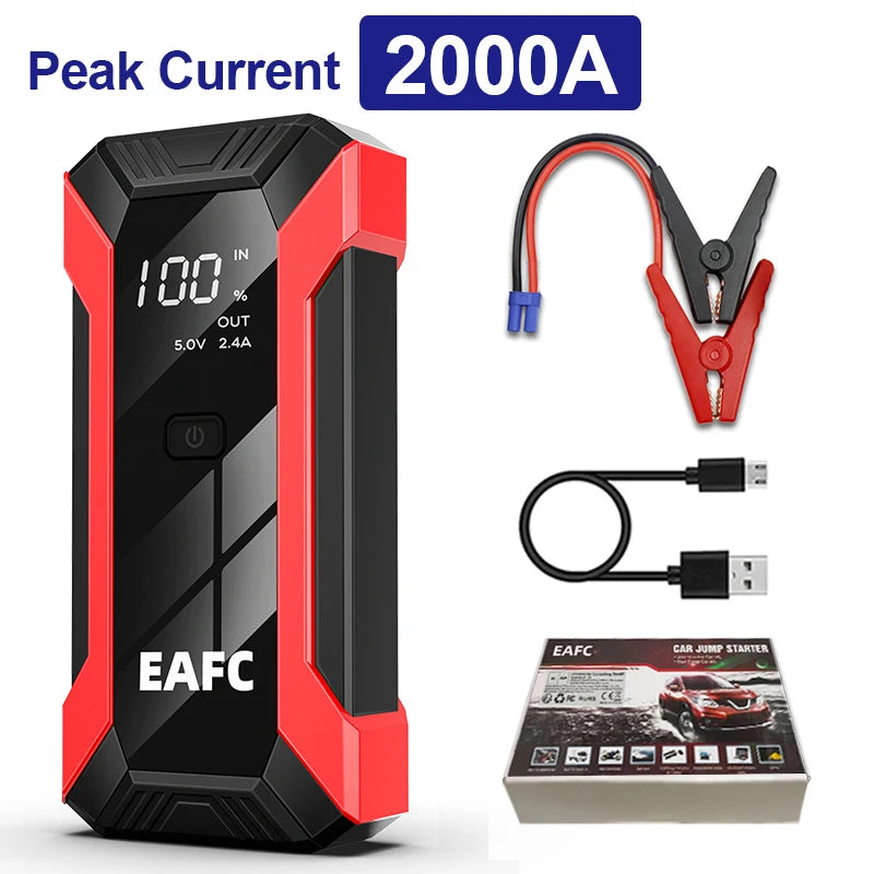 2000A Portable MultiFunction Emergency Booster Car Emergency Mobile Power Battery Charger 12V Car Jump Starter with LED Light