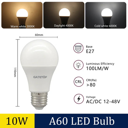 4-20PCS E27 B22 Base LED Bulb Lights AC DC 12V 24V 48V Lampada Luz Lamp 3W 5W 10W Spot Bulb Led Light Bulbs for Home Lighting