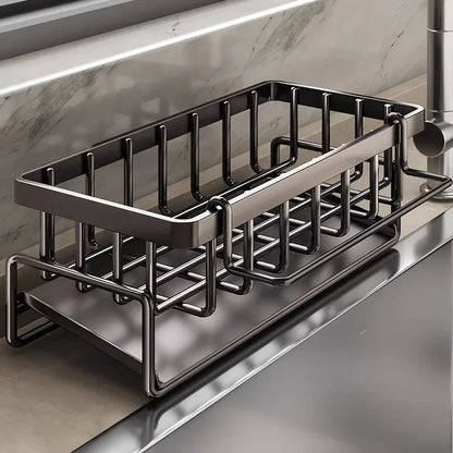 1 Pcs Kitchen Space Aluminum Sink Drain Rack Sponge Storage Faucet Holder Soap Drainer Shelf Basket Organizer Bathroom Accessories
