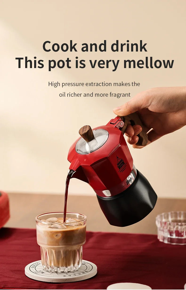Bincoo Double Valve Coffee Moka Pot Espresso Machine Electric Stove Brewed Coffee Italian Home Outdoor Barista Accessories 220V