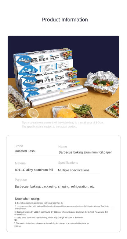 Zackoo 10/20/40M Aluminium Foil for Baking Wrap Disposable Airfryer Oven BBQ Tin Foil Food Grade Oil Paper Kitchen Catering Tin
