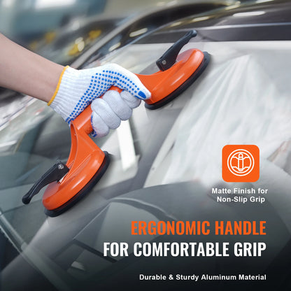 SucceBuy 4.7" 2Pack 330 lbs Glass Vacuum Suction Cup Vacuum with Aluminum Handle for Glass Granite Tile Metal Wood Panel Lifting