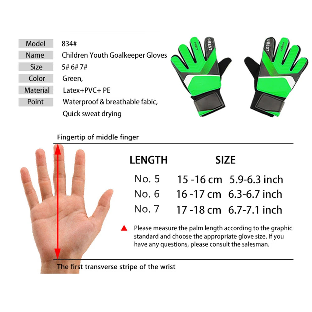 Latex Soccer Hand Protection Gloves Breathable Football Gloves for Kids Boys