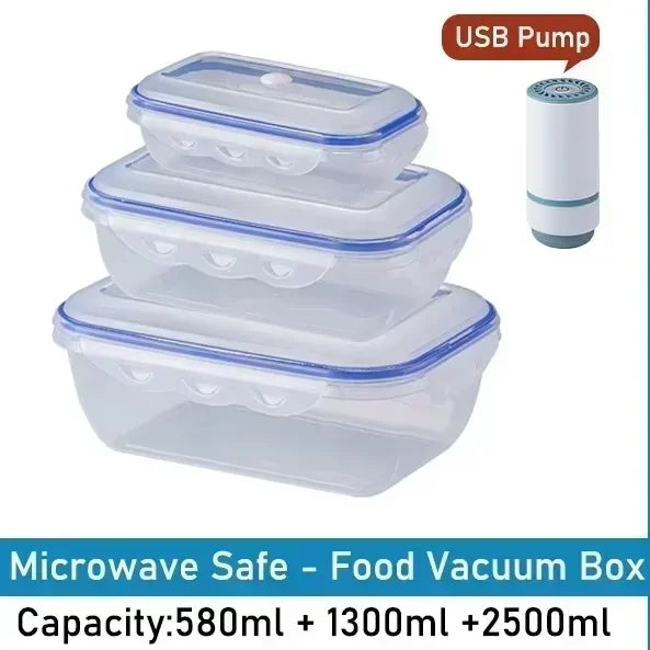 Vacuum Food Storage Box Transparent Storage Container Fridge Organizer Microwave Safe Fresh-Keeping Sealing Box Food Dispenser