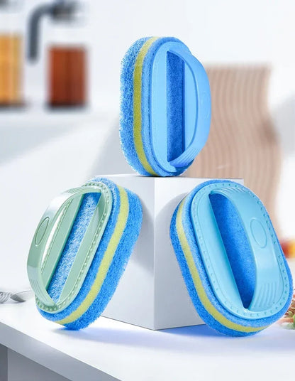 Kitchen Bathroom Toilet Cleaning Magic Sponge Glass Wall Cleaning Bath Brush Handle Sponge Ceramic Window Slot Clean Brush