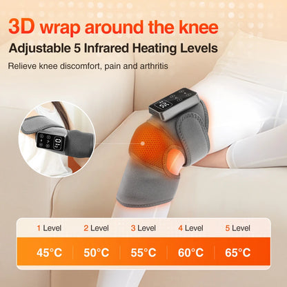 Electric Knee Massager 3 Vibrations 5 Level Hot Compress Shoulder Elbow Massage Support Brace Joint Knee Heating Pad Health Care