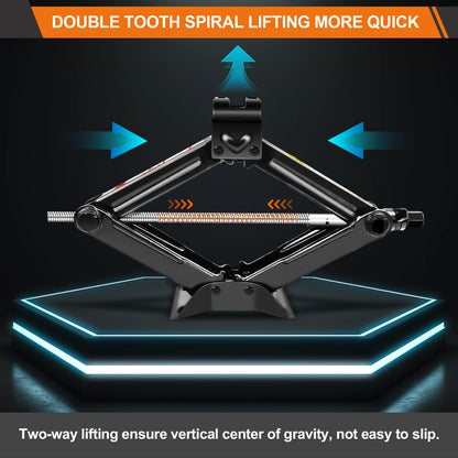 DayPlus Scissor Jack,Compact Car Jack 2 Ton/4409 LBS,105 to 385mm Lifting Range,with Hexagonal Lug Wrench for Cars/SUVS/Sedans