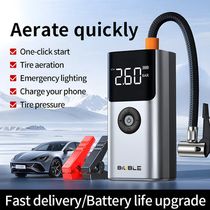 4 In 1 5000A Car Jump Starter 150PSI Air Pump 12V Battery Booster for 8.0L Gasoline and 6.0L Diesel Engines