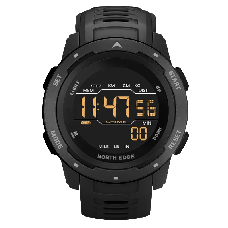NORTH EDGE Mens Smart Watch Women Sportswatch Dual Time Running Pedometer Countdown Waterproof 50m Digital Alarm Military Clock