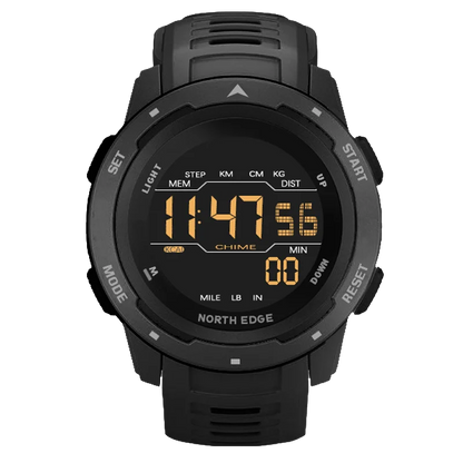 NORTH EDGE Mens Smart Watch Women Sportswatch Dual Time Running Pedometer Countdown Waterproof 50m Digital Alarm Military Clock