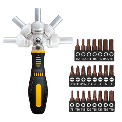 72-Tooth Ratchet two-way screwdriver Set bendable labor-saving screwdriver bit kit one-word cross Household maintenance tool