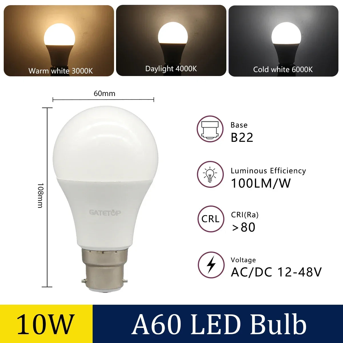 4-20PCS E27 B22 Base LED Bulb Lights AC DC 12V 24V 48V Lampada Luz Lamp 3W 5W 10W Spot Bulb Led Light Bulbs for Home Lighting