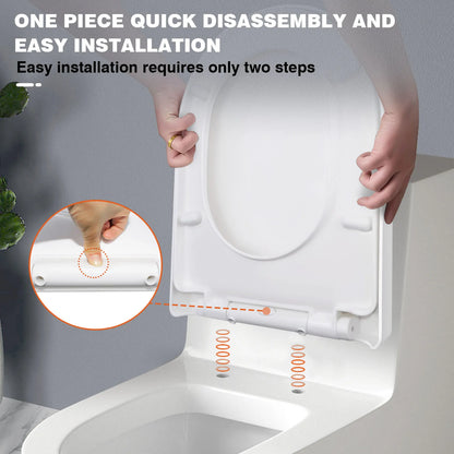 DayPlus Toilet Seat, Soft Close Toilet Seats White with Quick Release, Sturdy Duroplastic Anti-Bacterial Toilet Lid WC Seats