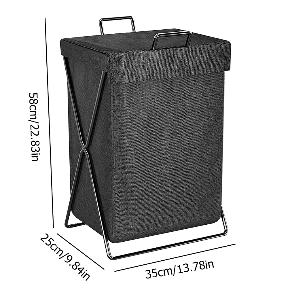 Foldable Storage Basket, Large Capacity Dirty Clothes Basket with hanging bag, Durable Canvas Organizer for Laundry