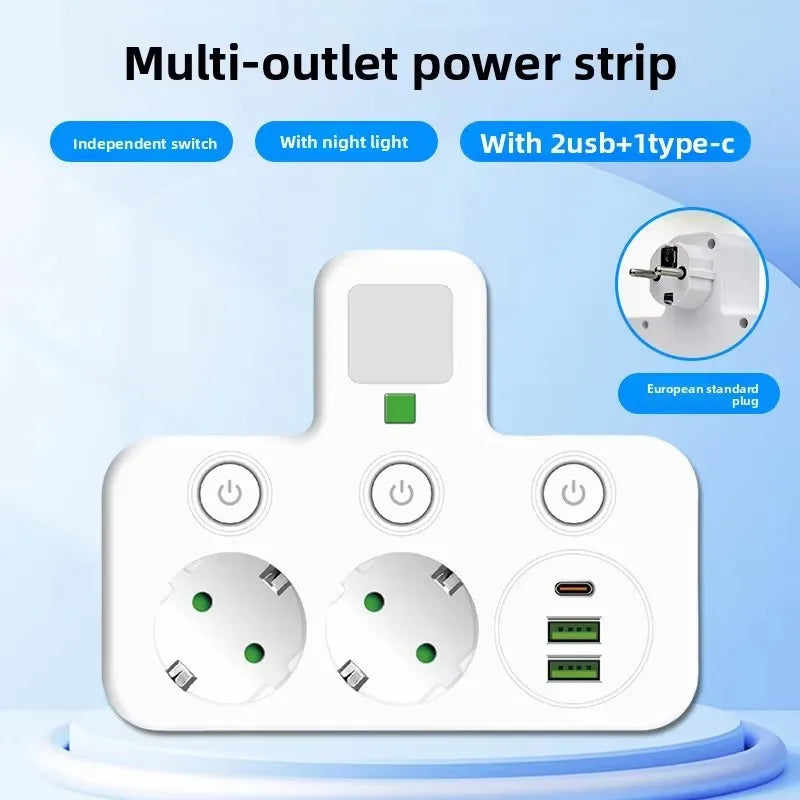 EU Plug AC Socket Power Board Multi-layer Wall Socket Universal Network Filter with Or Without USB Independent Switch Light Adap