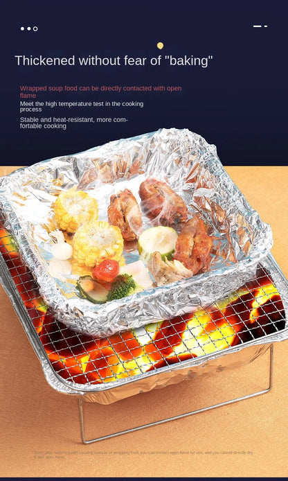 Zackoo 10/20/40M Aluminium Foil for Baking Wrap Disposable Airfryer Oven BBQ Tin Foil Food Grade Oil Paper Kitchen Catering Tin