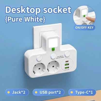 EU Plug AC Socket Power Board Multi-layer Wall Socket Universal Network Filter with Or Without USB Independent Switch Light Adap