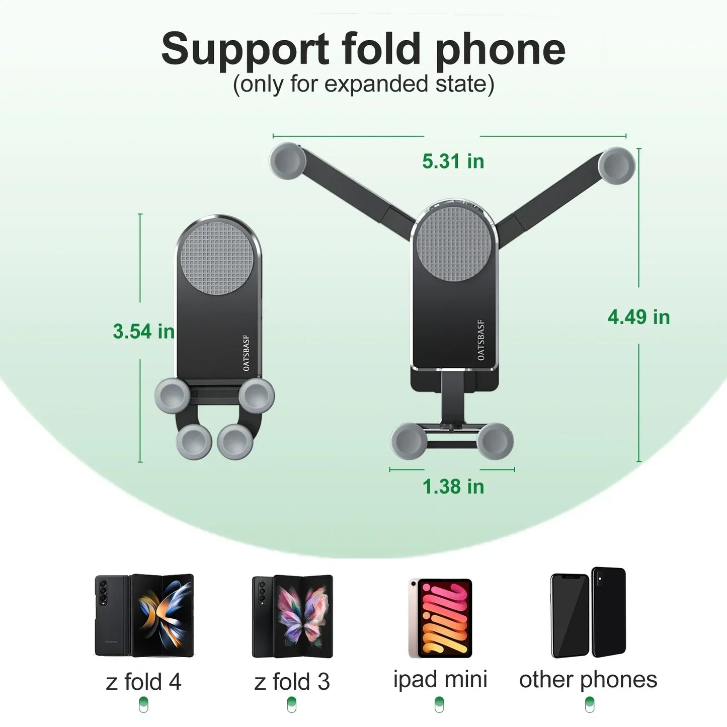 Eary for Z fold 7 6 5 Car Phone Holder Stand Mount Dashboard Suction Cup Bracket With 360°Rotate for Samsung S25 iPhone Xiaomi