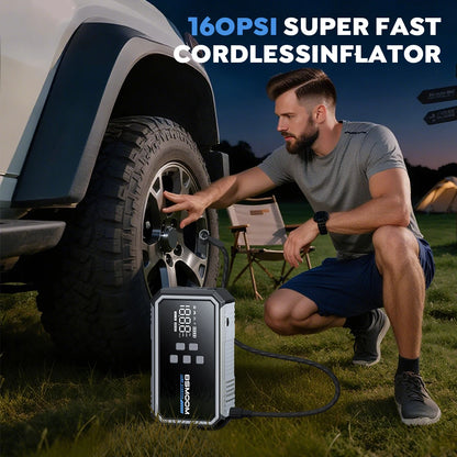 4-in-1 Jump Starter with Air Pump Starter Box Battery Pack with Digital Tire Inflator Car Battery Jump Starter