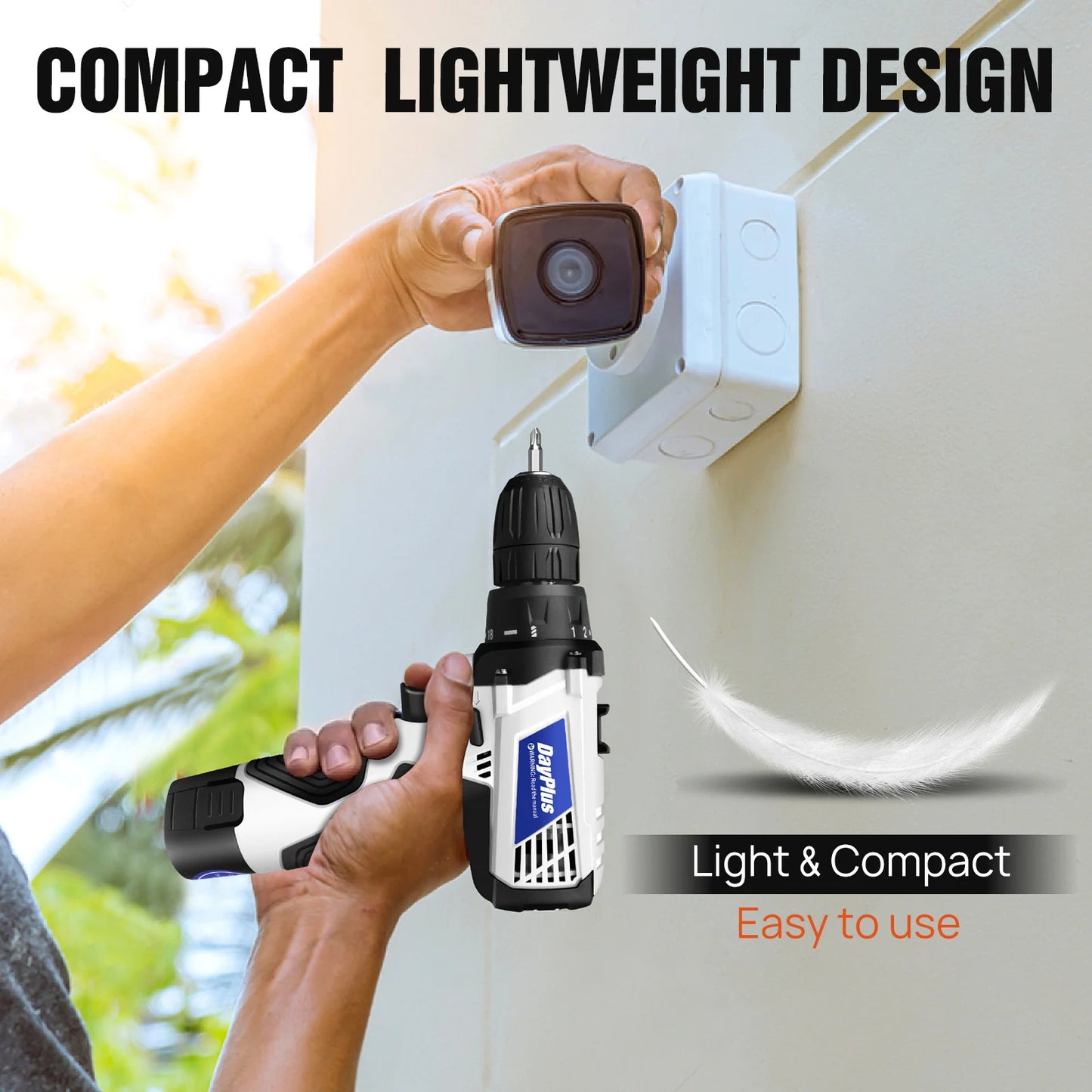 12V Cordless Drill Combo Cutter Electric Screwdriver Kit, 2 Variable Speed 18 + 1 Torque Setting, 23 Drill/Screwdriver Bits