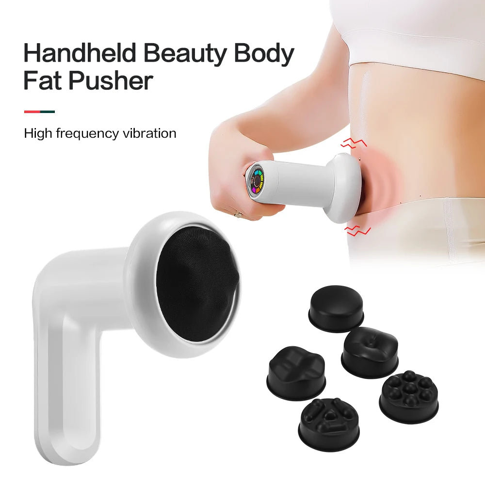 UK Electric Muscle Massager Deep Tissue Percussion Vibration Shaping Handheld Body Beauty Fat Pusher with 5 Massage Heads
